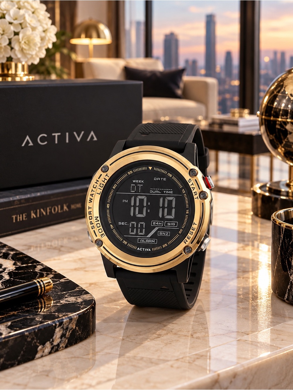 Activa x Invicta Voyager of Time Men’s Digital Watch 52mm Gold ACW8125-002 NWT